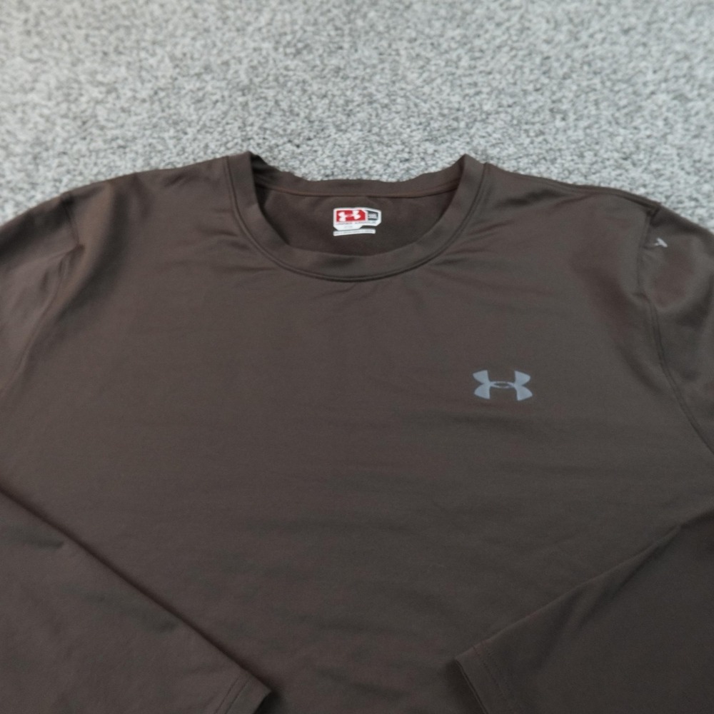 Under Armour Shirt Mens 3XL Brown Fitted Long Sleeve Performance Gym Tee Workout